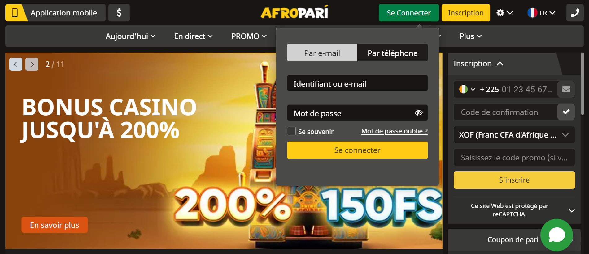 Processus de connexion au compte AfroPari