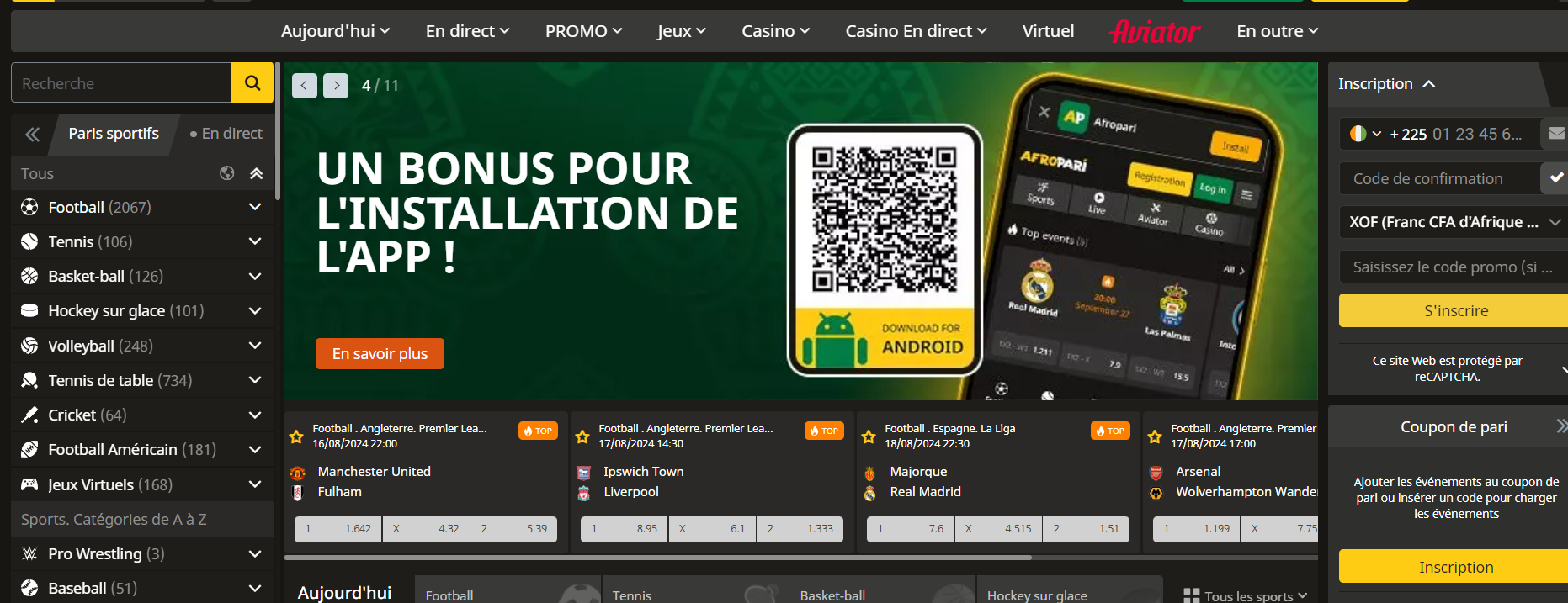 de l'application AfroPari sur Android de l'application AfroPari sur Android