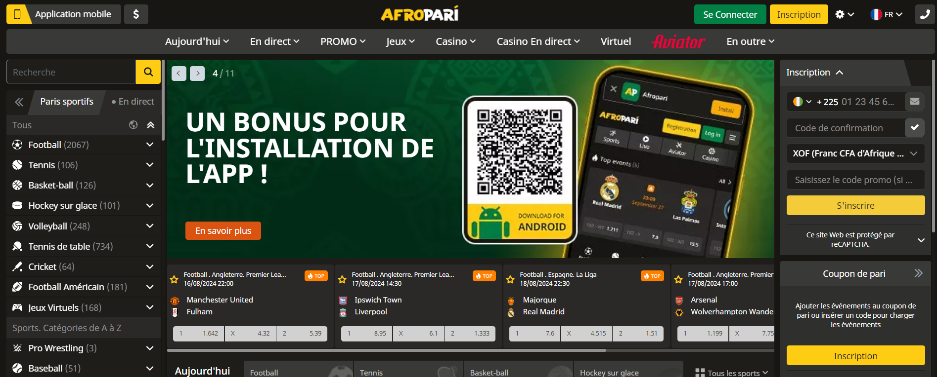 de l'application AfroPari sur Android